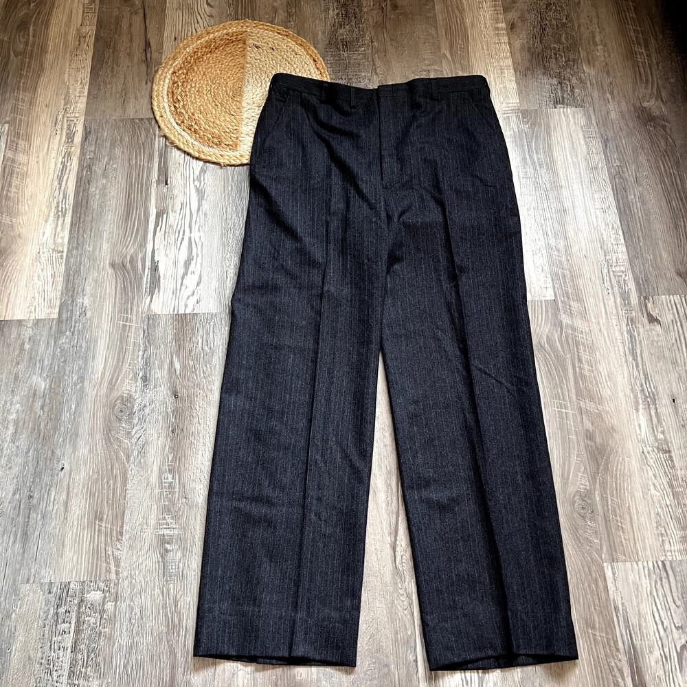 CHRISTIAN DIOR MONSIEUR Mens Dress Trousers-Gray Pinstripe 36x32